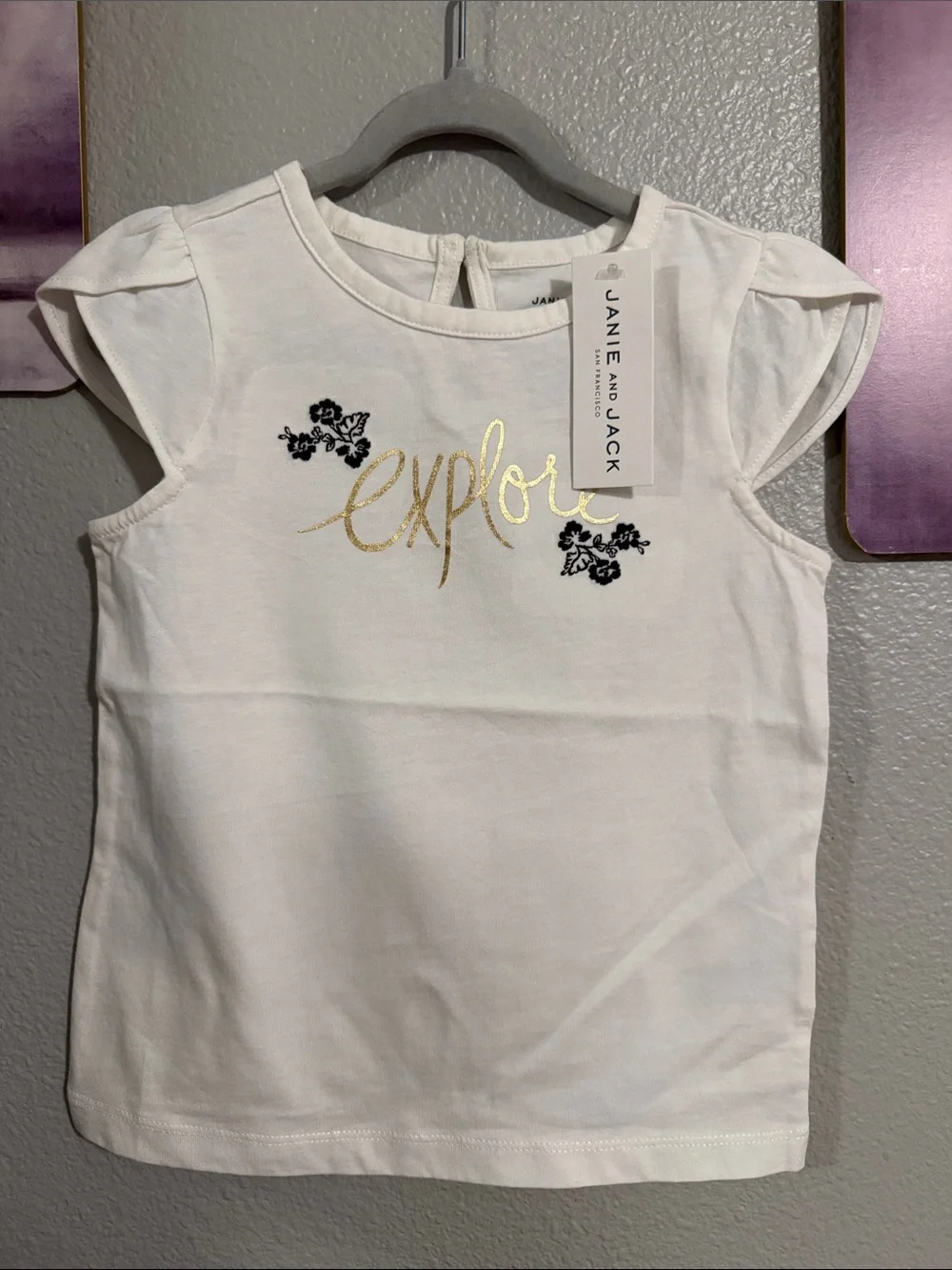 Janie and Jack size 4 girls short sleeve t shirt white cotton explore new